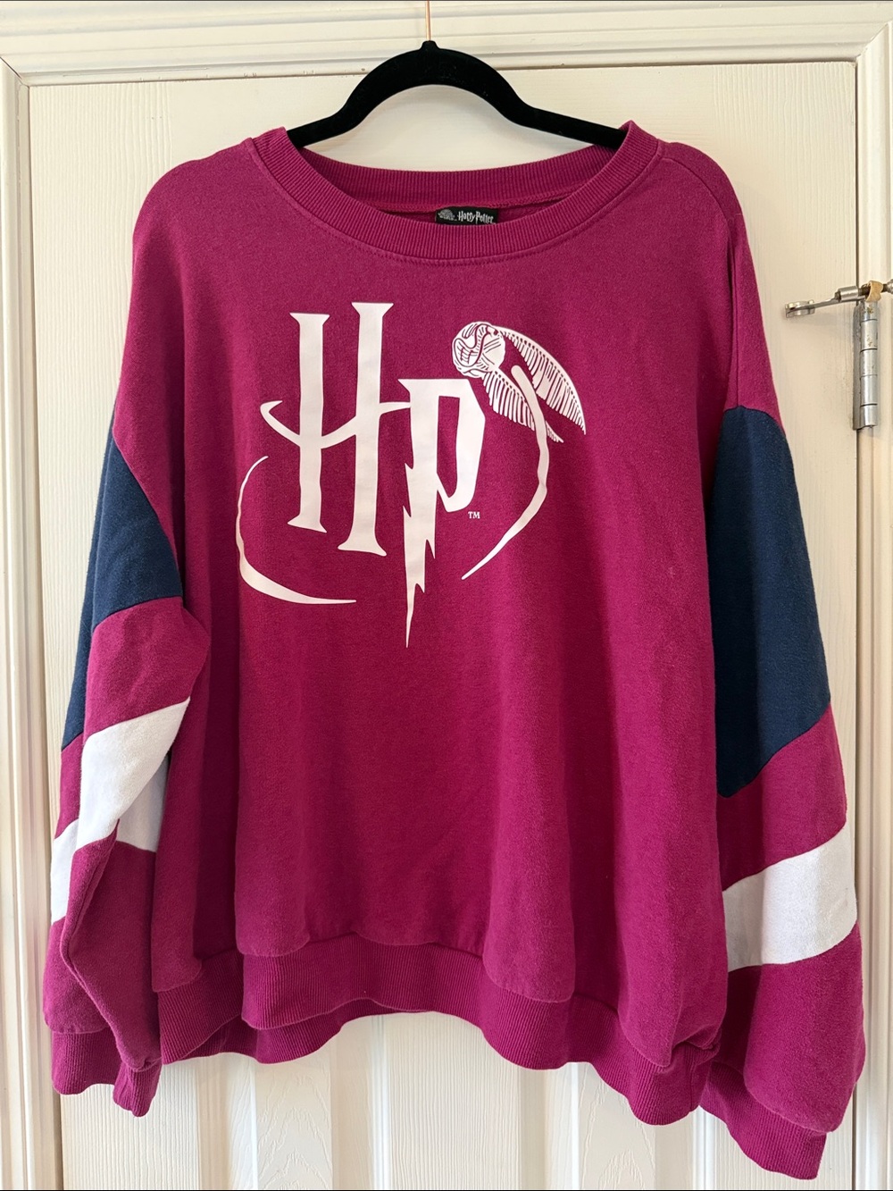Harry Potter Colorblock Crewneck Sweatshirt - Magenta, Navy & White